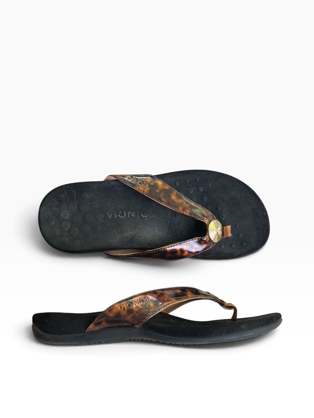 Women’s 9 WIDE Vionic Hilda Tortoiseshell Thong Sandals